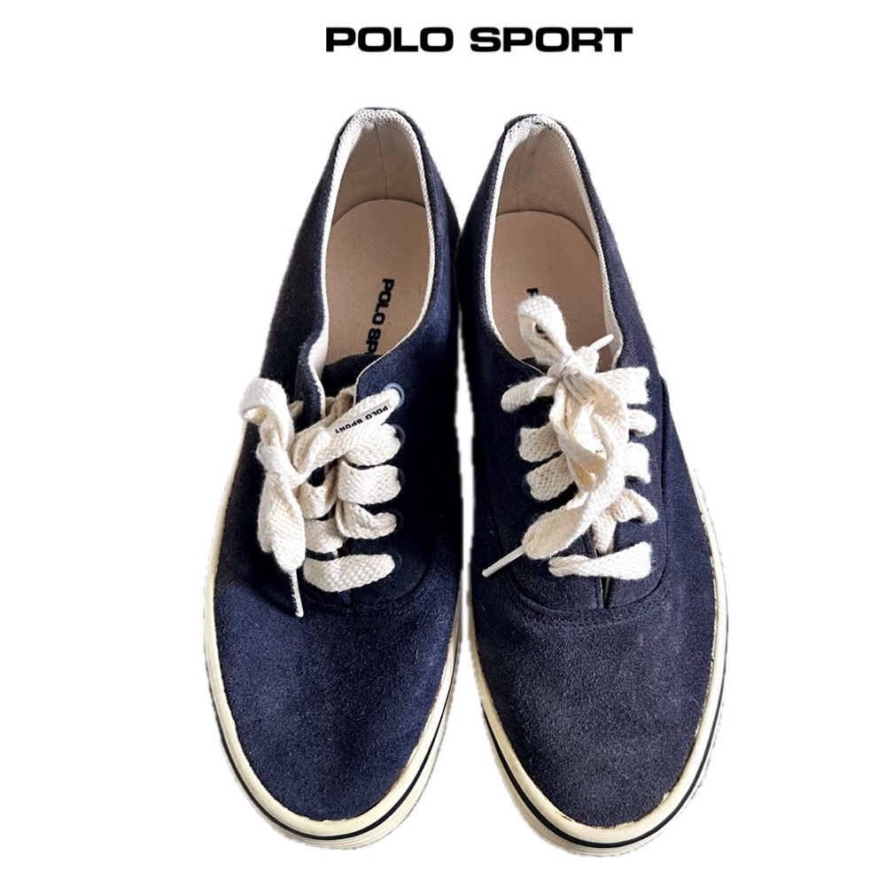 POLO SPORT Men's Dark Blue Suede Lace Up Sneakers Size 8 Low Top Tennis Shoes